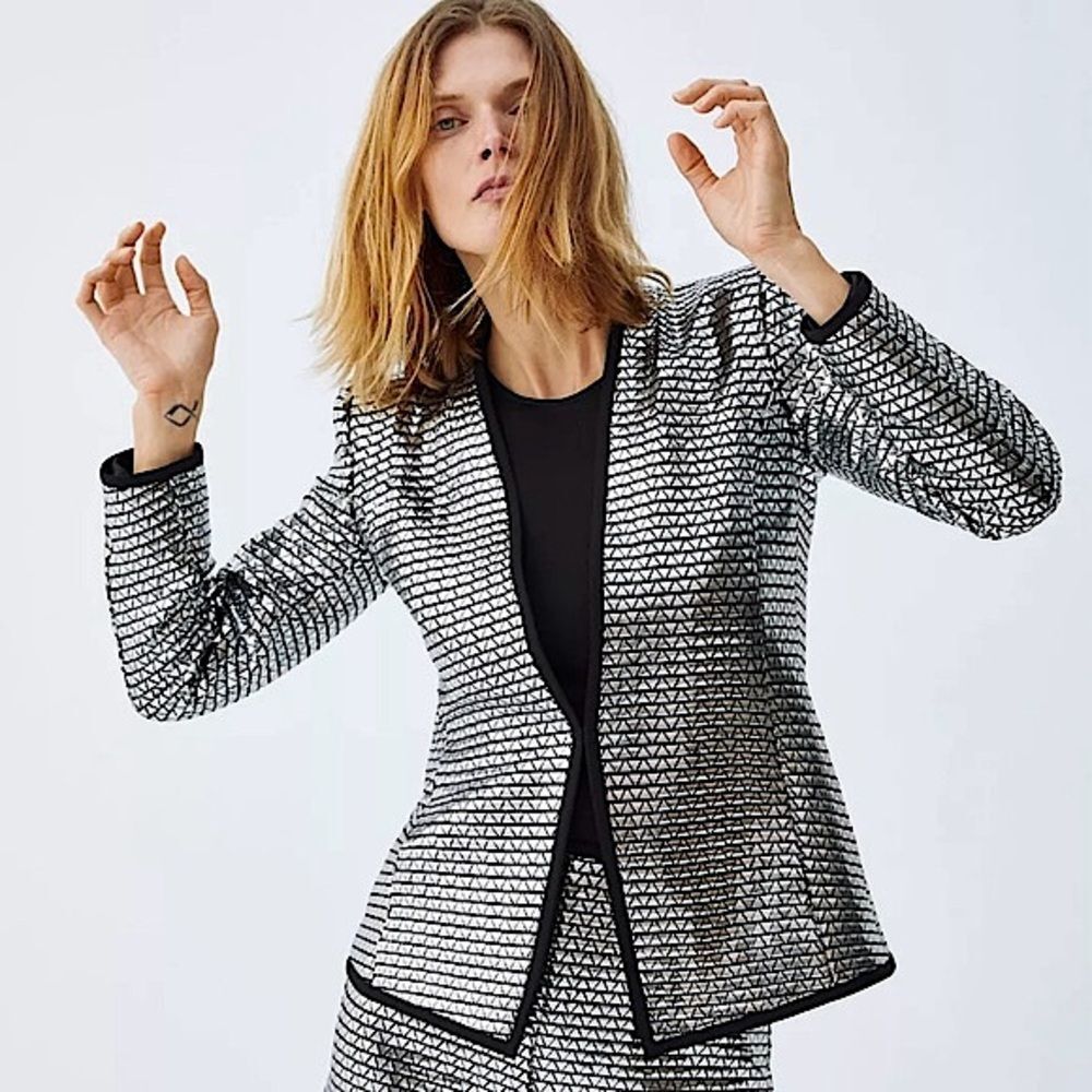 ZARA Blazer Silver Triangle Metallic Sequin Jacket Trinny • BLOGGER FAVORITE • - Picture 4 of 12